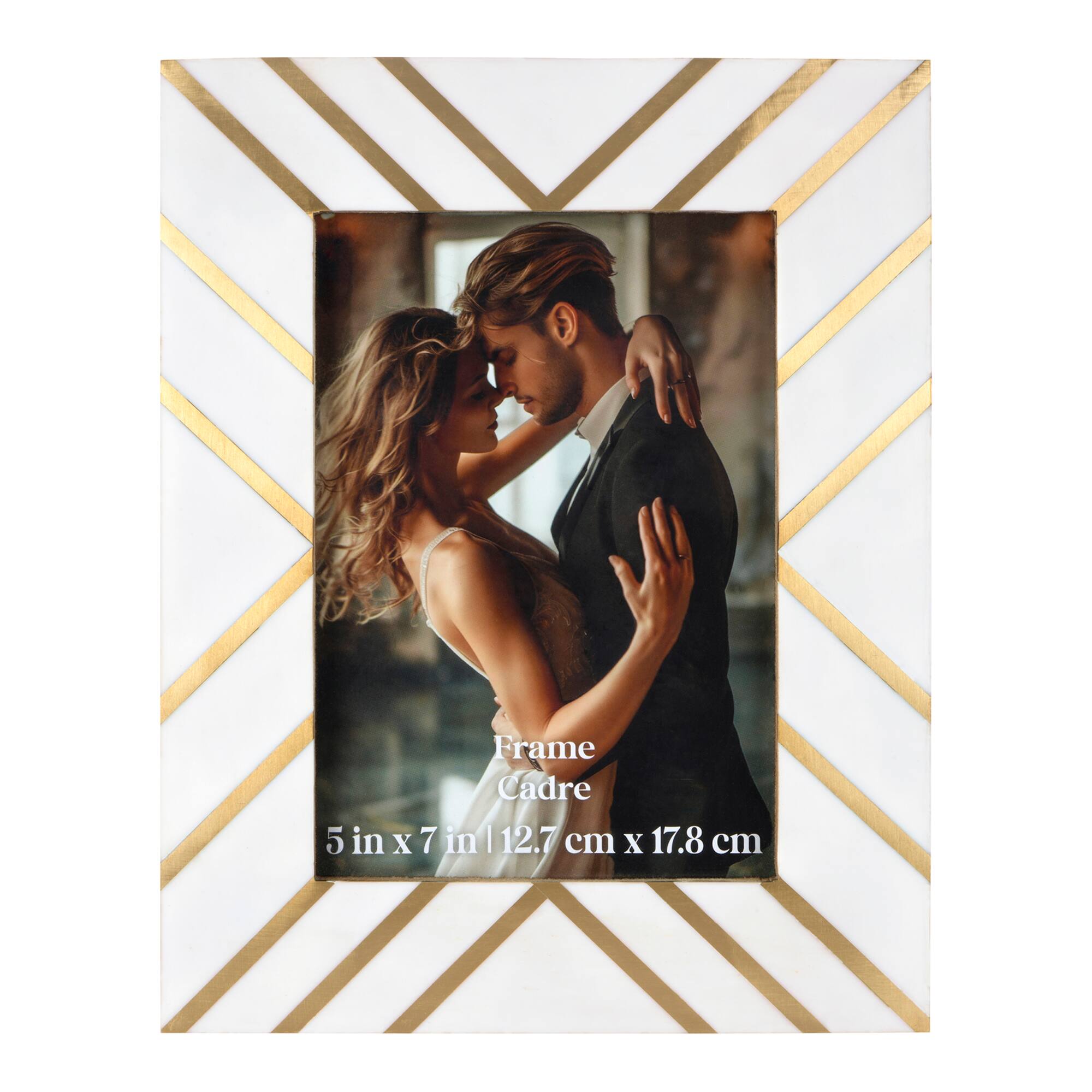 5" x 7" White & Brass Stripes Mosaic Frame by Ashland®